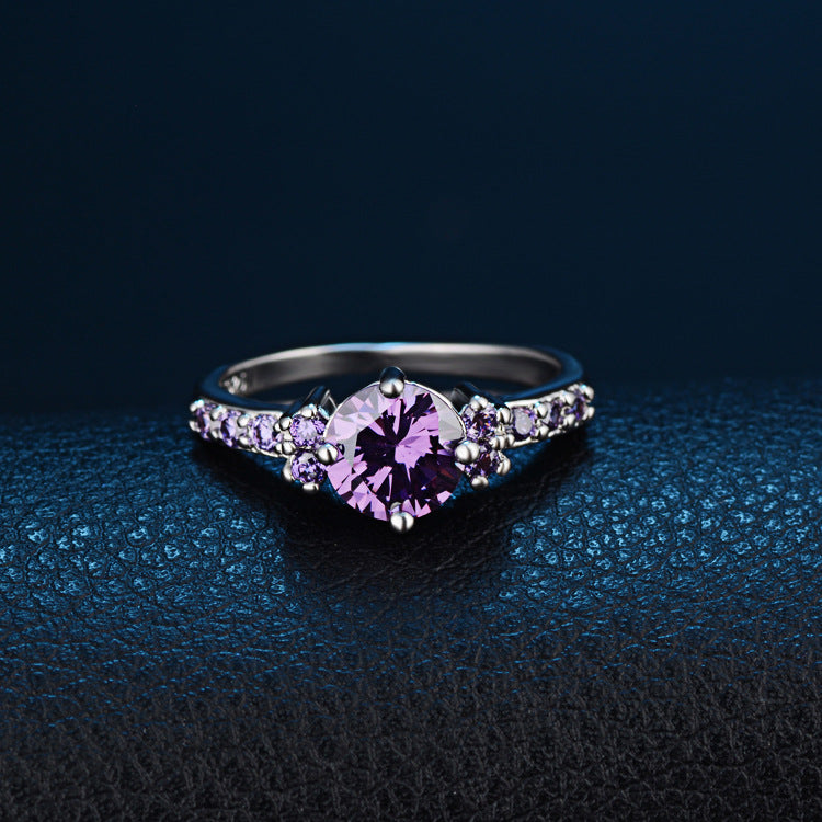 CiNily Violet Filled Finger Rings With Stone Silver Plated Purple Lilac Luxury Summer Cute Romance Fully-Jewelled Woman Girls CiNily Violet Filled Finger Rings With Stone Silver Plated Purple Lilac Luxury Summer Cute Romance Fully-Jewelled Woman Girls